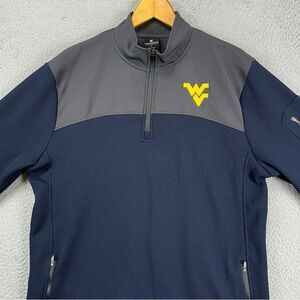 West Virginia Pullover Jacket Mens Large Blue Gray Quarter Zip Stretch Colosseum